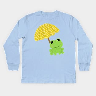 Frog under beach umbrella Kids Long Sleeve T-Shirt